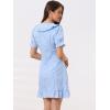 imageAllegra K Womens Gingham Checks Ruffled Peter Pan Collar Cute Mini DressLight Blue