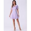 imageAllegra K Womens Gingham Checks Ruffled Peter Pan Collar Cute Mini DressLight Purple