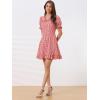 imageAllegra K Womens Gingham Checks Ruffled Peter Pan Collar Cute Mini DressRed
