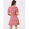 imageAllegra K Womens Gingham Checks Ruffled Peter Pan Collar Cute Mini DressRed
