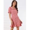 imageAllegra K Womens Gingham Checks Ruffled Peter Pan Collar Cute Mini DressRed