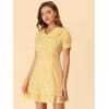 imageAllegra K Womens Gingham Checks Ruffled Peter Pan Collar Cute Mini DressYellow