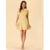imageAllegra K Womens Gingham Checks Ruffled Peter Pan Collar Cute Mini DressYellow
