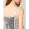 imageAllegra K Womens Glitter Sequin Dress Spaghetti Strap V Neck Party Cocktail Sparkly Mini Dress ClubwearSilver