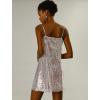 imageAllegra K Womens Glitter Sequin Dress Spaghetti Strap V Neck Party Cocktail Sparkly Mini Dress ClubwearSilver With Pinks