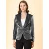 imageAllegra K Womens Halloween Christmas Office Coat Solid Shawl Collar 1 Button Velvet BlazerGray