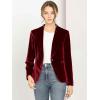 imageAllegra K Womens Halloween Christmas Office Coat Solid Shawl Collar 1 Button Velvet BlazerWine Red