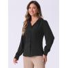 imageAllegra K Womens Long Sleeve Button Down Shirt Vintage Collared Work BlouseBlack
