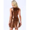 imageAllegra K Womens Metallic Sleeveless High Waist Club Party Disco Holographic DressBrown