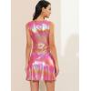 imageAllegra K Womens Metallic Sleeveless High Waist Club Party Disco Holographic DressHot Pink