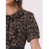 imageAllegra K Womens Peter Pan Collar Tie Neck Short Sleeves ALine Elegant Belted Vintage Floral DressBrown