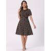 imageAllegra K Womens Peter Pan Collar Tie Neck Short Sleeves ALine Elegant Belted Vintage Floral DressBrown