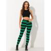 imageAllegra K Womens Rainbow Leggings Printed High Waist Elastic Waistband Party Yoga Stirrup PantsBlack Greenstripe