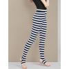 imageAllegra K Womens Rainbow Leggings Printed High Waist Elastic Waistband Party Yoga Stirrup PantsDark Bluestripe