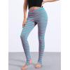 imageAllegra K Womens Rainbow Leggings Printed High Waist Elastic Waistband Party Yoga Stirrup PantsGreen Pinkstripe