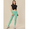 imageAllegra K Womens Rainbow Leggings Printed High Waist Elastic Waistband Party Yoga Stirrup PantsGreen Whitestripe