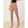 imageAllegra K Womens Rainbow Leggings Printed High Waist Elastic Waistband Party Yoga Stirrup PantsMulticolorstripe