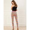 imageAllegra K Womens Rainbow Leggings Printed High Waist Elastic Waistband Party Yoga Stirrup PantsMulticolorstripe