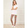 imageAllegra K Womens Rainbow Leggings Printed High Waist Elastic Waistband Party Yoga Stirrup PantsMulticolorstripe