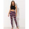 imageAllegra K Womens Rainbow Leggings Printed High Waist Elastic Waistband Party Yoga Stirrup PantsNavy Pinkstripe