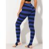 imageAllegra K Womens Rainbow Leggings Printed High Waist Elastic Waistband Party Yoga Stirrup PantsNavy Royal Bluestripe