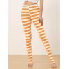 imageAllegra K Womens Rainbow Leggings Printed High Waist Elastic Waistband Party Yoga Stirrup PantsOrange Whitestripe