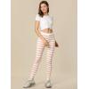 imageAllegra K Womens Rainbow Leggings Printed High Waist Elastic Waistband Party Yoga Stirrup PantsPink Whitestripe
