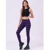 imageAllegra K Womens Rainbow Leggings Printed High Waist Elastic Waistband Party Yoga Stirrup PantsPurple Blackstripe