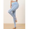imageAllegra K Womens Rainbow Leggings Printed High Waist Elastic Waistband Party Yoga Stirrup PantsViolet Blue Stripe