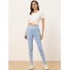 imageAllegra K Womens Rainbow Leggings Printed High Waist Elastic Waistband Party Yoga Stirrup PantsViolet Blue Stripe