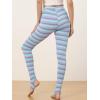 imageAllegra K Womens Rainbow Leggings Printed High Waist Elastic Waistband Party Yoga Stirrup PantsViolet Blue Stripe