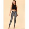 imageAllegra K Womens Rainbow Leggings Printed High Waist Elastic Waistband Party Yoga Stirrup PantsWhite Blackcolor Stripe