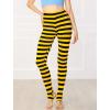 imageAllegra K Womens Rainbow Leggings Printed High Waist Elastic Waistband Party Yoga Stirrup PantsYellow Blackstripe