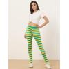 imageAllegra K Womens Rainbow Leggings Printed High Waist Elastic Waistband Party Yoga Stirrup PantsYellow Greenstripe