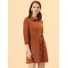 imageAllegra K Womens Shirt Dress Button Down 34 Sleeve School Work Mini Casual ShirtdressesBrown
