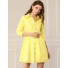 imageAllegra K Womens Shirt Dress Button Down 34 Sleeve School Work Mini Casual ShirtdressesLemon Yellow