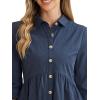 imageAllegra K Womens Shirt Dress Button Down 34 Sleeve School Work Mini Casual ShirtdressesNavy Blue
