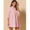 imageAllegra K Womens Shirt Dress Button Down 34 Sleeve School Work Mini Casual ShirtdressesRose Pink