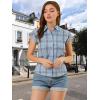 imageAllegra K Womens St Patricks Day Plaid Tops Casual Short Sleeves Western Button Down ShirtBlue