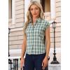 imageAllegra K Womens St Patricks Day Plaid Tops Casual Short Sleeves Western Button Down ShirtGreen White