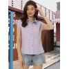 imageAllegra K Womens St Patricks Day Plaid Tops Casual Short Sleeves Western Button Down ShirtLilac