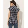 imageAllegra K Womens St Patricks Day Plaid Tops Casual Short Sleeves Western Button Down ShirtNavy Blue