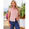 imageAllegra K Womens St Patricks Day Plaid Tops Casual Short Sleeves Western Button Down ShirtPinkbeige