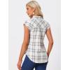 imageAllegra K Womens St Patricks Day Plaid Tops Casual Short Sleeves Western Button Down ShirtPurplewhite