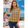 imageAllegra K Womens St Patricks Day Plaid Tops Casual Short Sleeves Western Button Down ShirtYellow