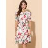 imageAllegra K Womens Vintage Peter Pan Collar High Waist Flowy Midi Puff Sleeve Floral DressBeige Red