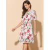imageAllegra K Womens Vintage Peter Pan Collar High Waist Flowy Midi Puff Sleeve Floral DressBeige Red