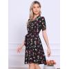 imageAllegra K Womens Vintage Peter Pan Collar High Waist Flowy Midi Puff Sleeve Floral DressBlack Rose