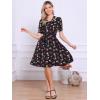 imageAllegra K Womens Vintage Peter Pan Collar High Waist Flowy Midi Puff Sleeve Floral DressBlack Rose