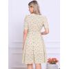 imageAllegra K Womens Vintage Peter Pan Collar High Waist Flowy Midi Puff Sleeve Floral DressLight Beige